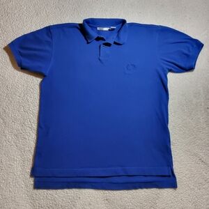 Claiborne Short Sleeve Polo Golf Shirt Blue Men's Medium 100% Cotton *FLAW*